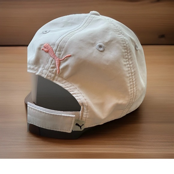 Women’s PUMA Cream Baseball Hat with Coral Metallic Logo Embroidered - Picture 5 of 6